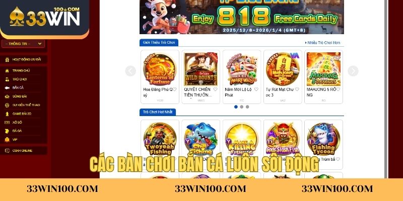 Các bàn chơi bắn cá luôn sôi động