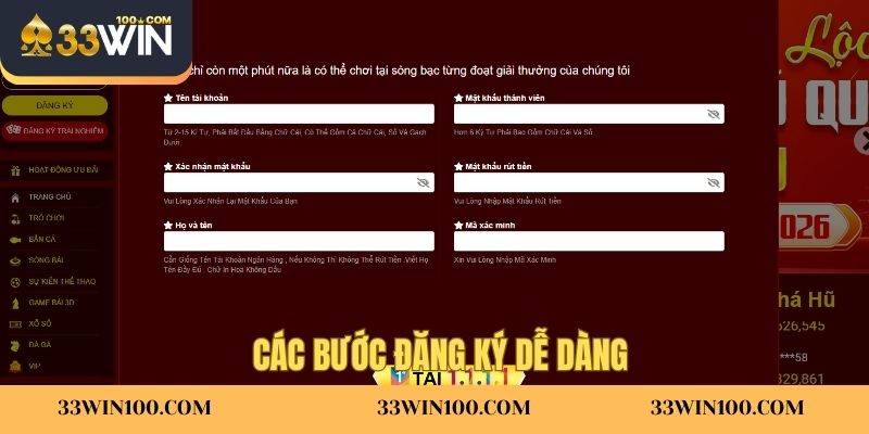 Các bước đăng ký dễ dàng